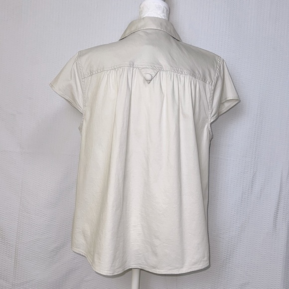 Christopher & Banks Short Sleeve Cap Sleeve Large Button Beige Top Shirt - Large - Picture 5 of 10